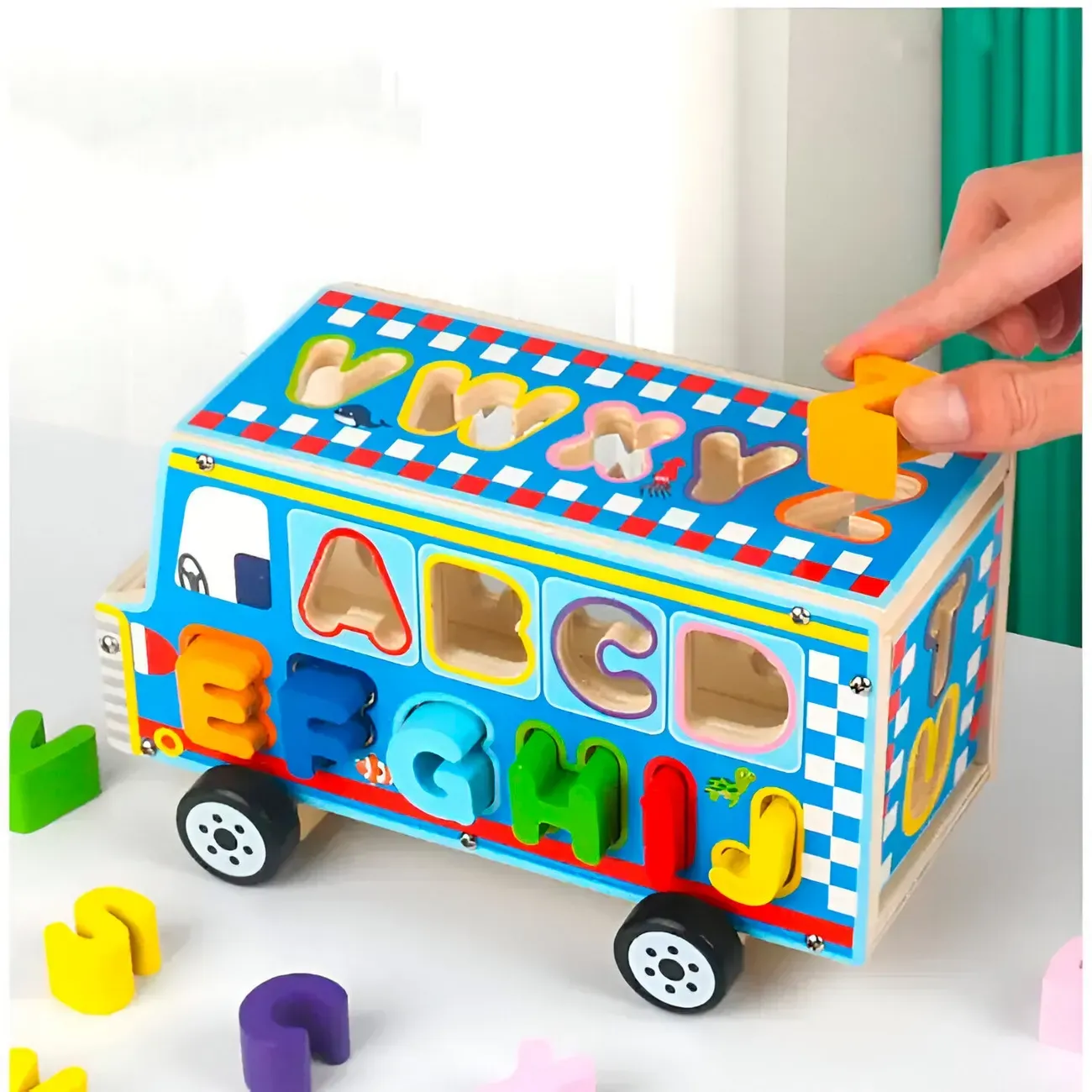 Juego Bus Escolar Encastre Letras Multicolor Desarrollo Niño 