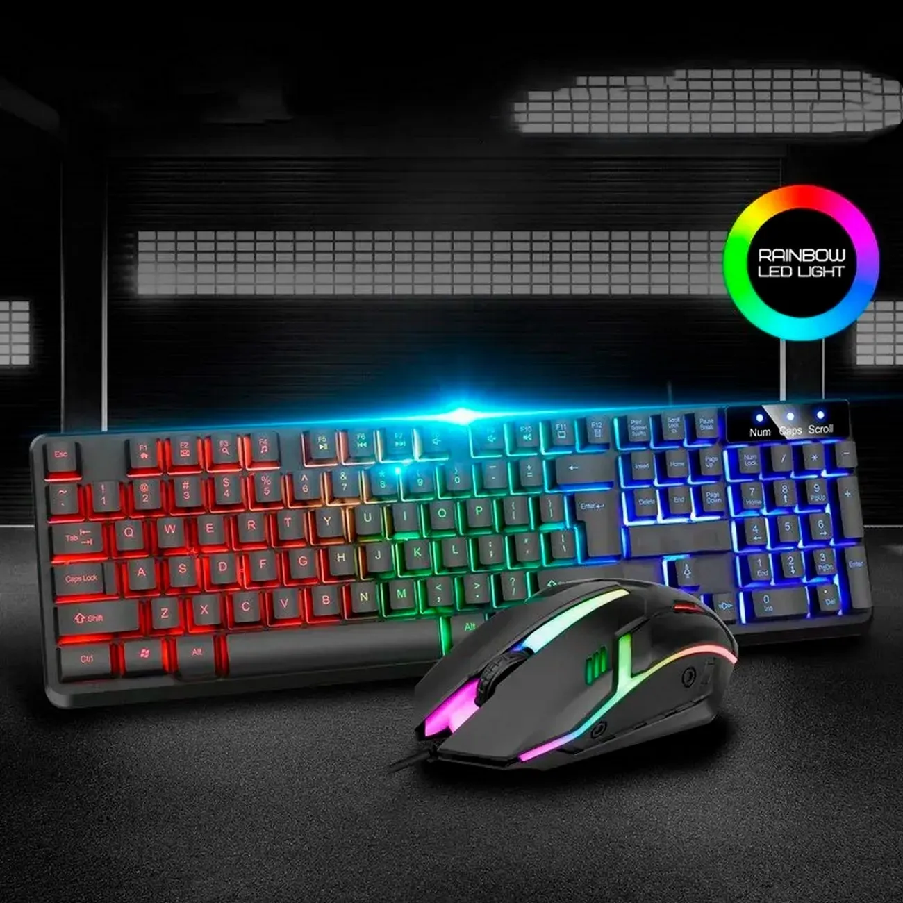 Combo Gamer Teclado Luces + Mouse Luces Ergonomico Cmk-188