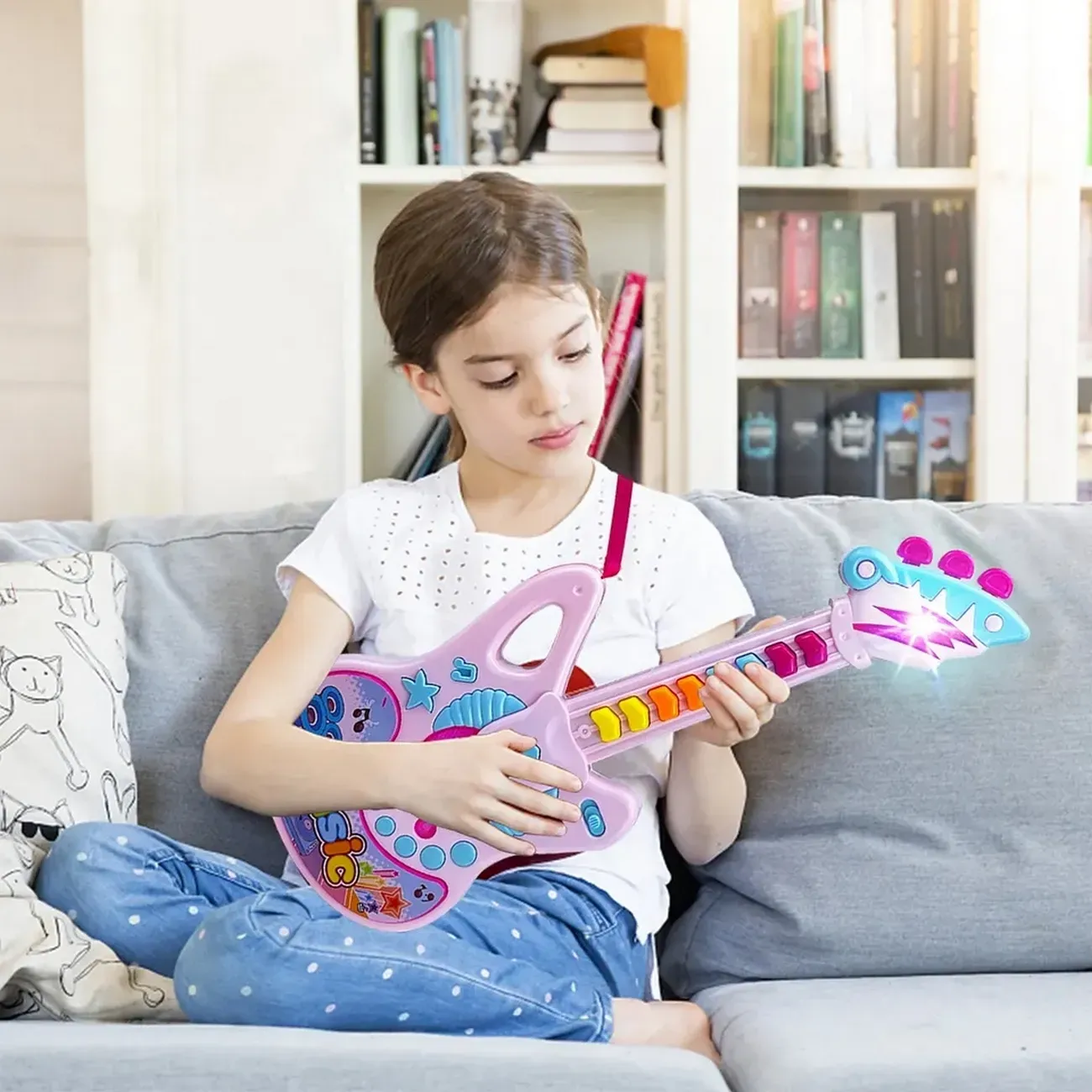 Guitarra Juguete Musical Mágica Luz Sonido Regalo Niñas