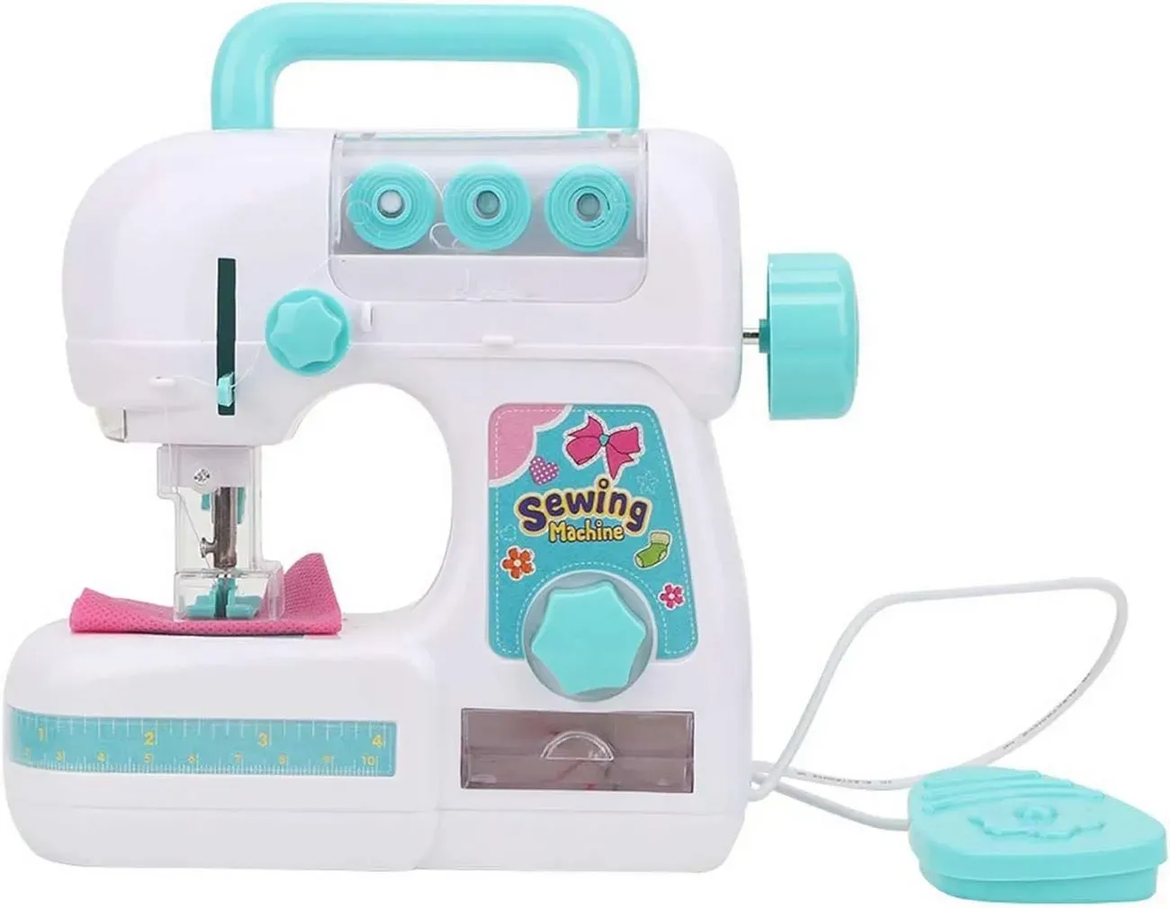 Maquina De Coser Para Niña Con Pedal De Juguete Funcional