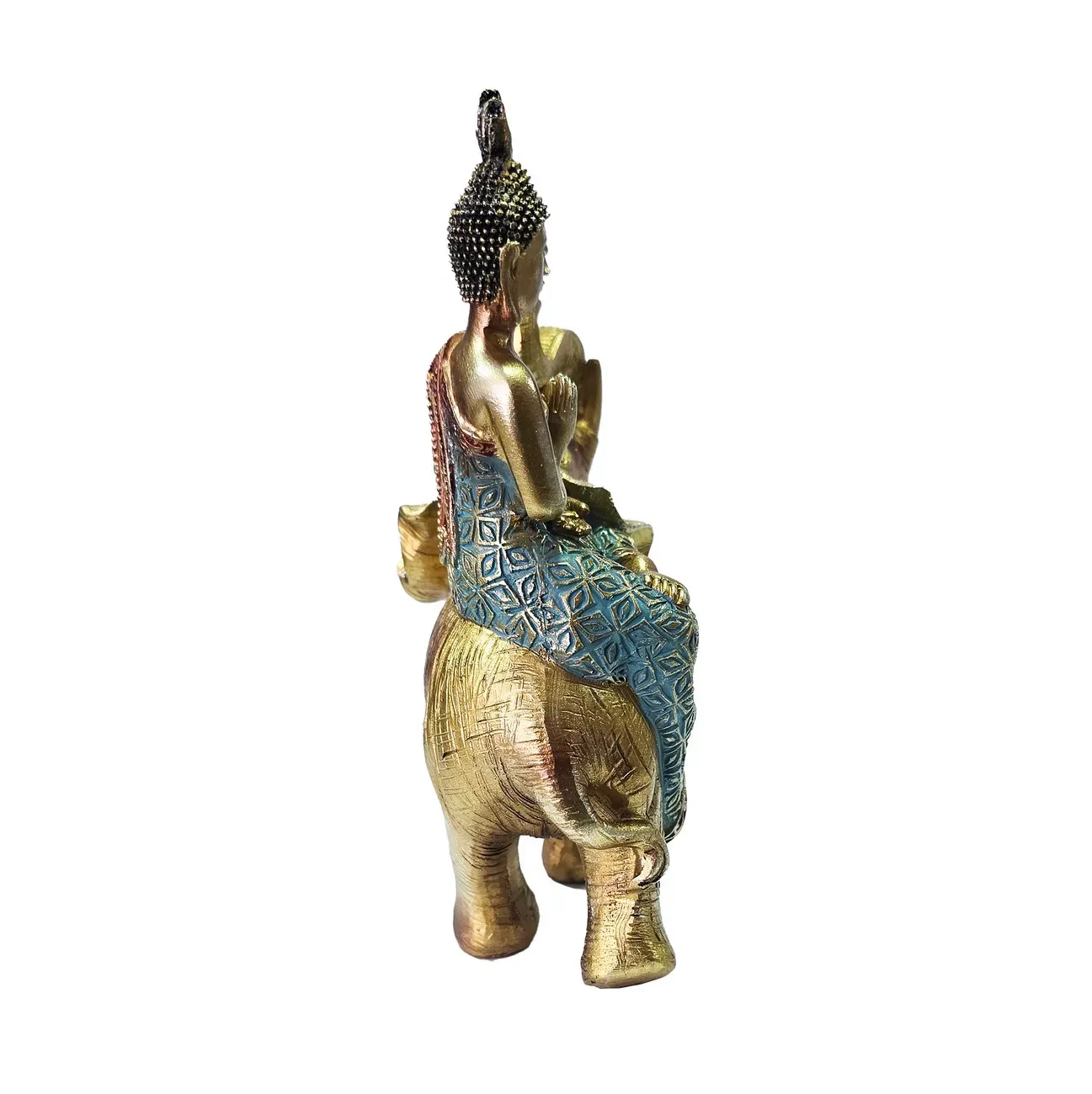 Buda Elefante Dorado Decoración Prosperidad Feng Shui 