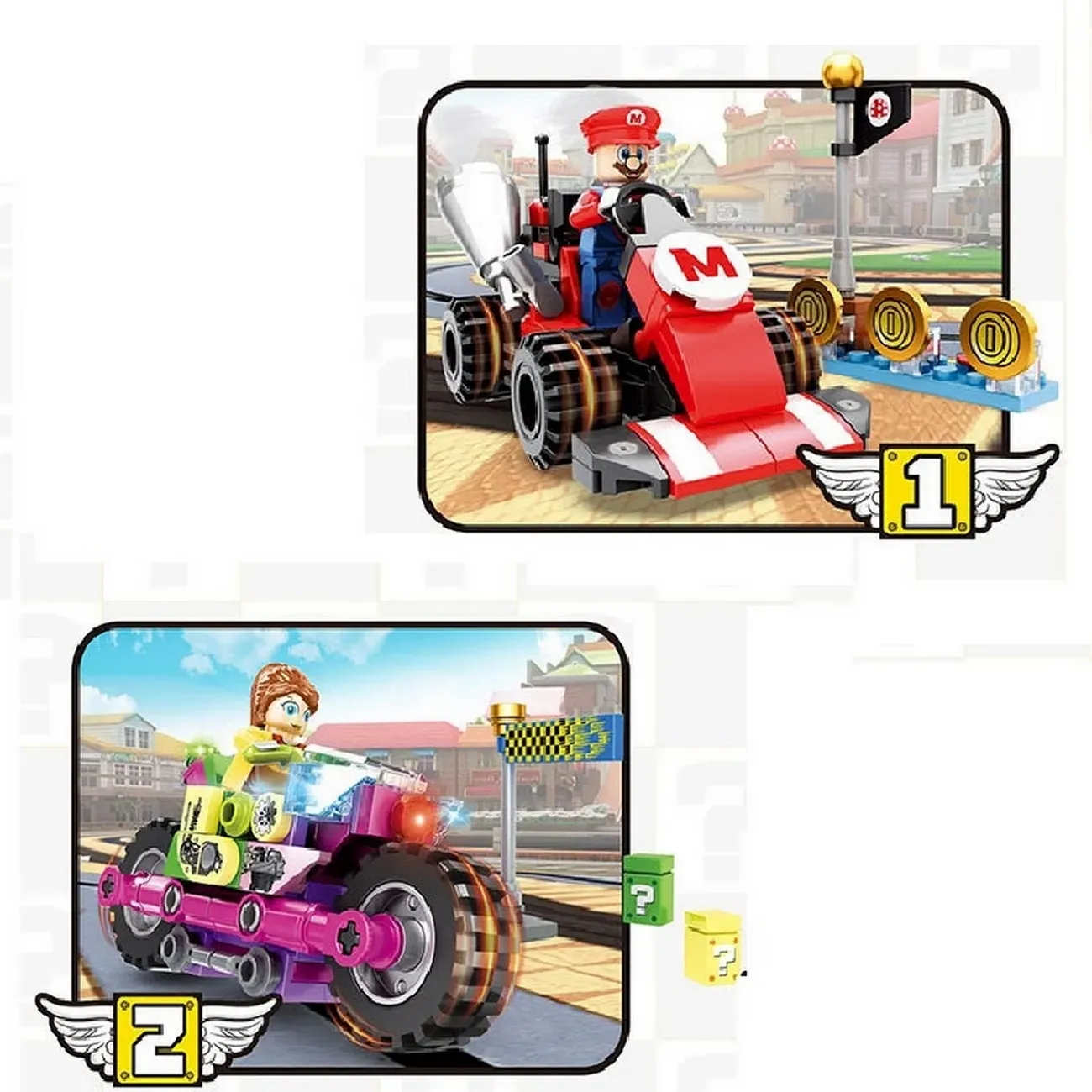 Super Mario Bros Mario Kart Cars Construcción X 4 Unidades