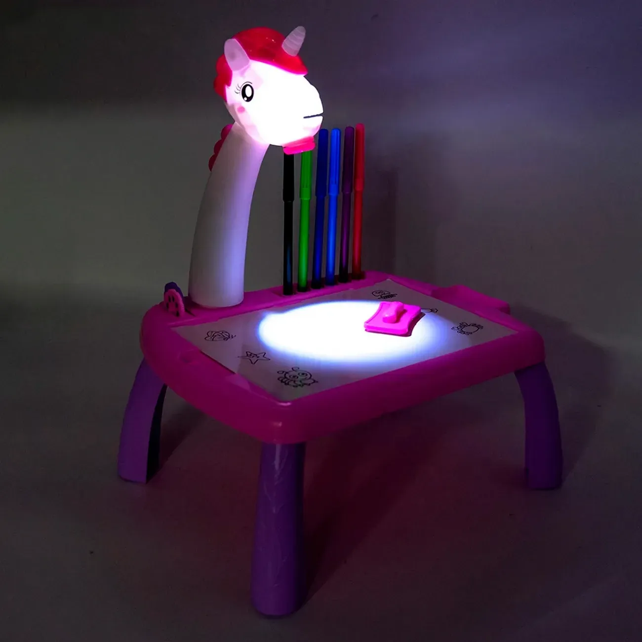 Tablero Infantil Magico Proyector Unicornio Marcadores Niño