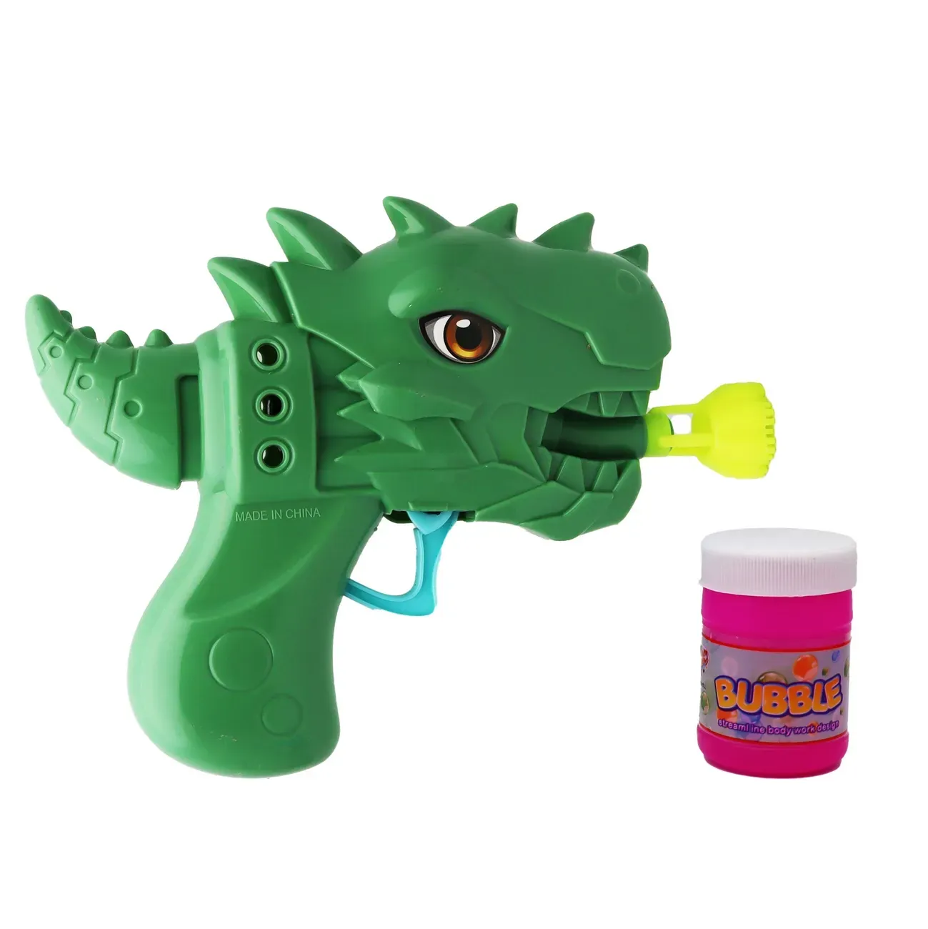 Pistola Lanzador De Agua Dinosaurio + Liquido Jabonoso