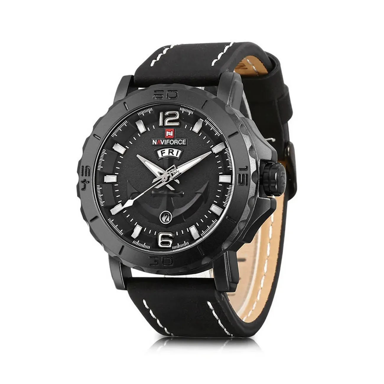 Reloj Naviforce Original Nf 9122 Cuero Ancla + Estuche