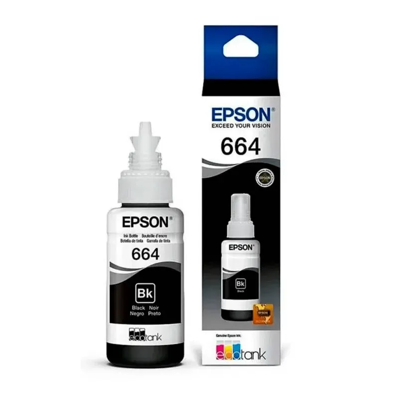 Botella Tinta Epson T664 Negra 70Ml