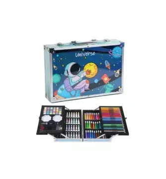 Kit-Set Maleta De Lujo Arte Y Dibujo 145 Piezas Azul