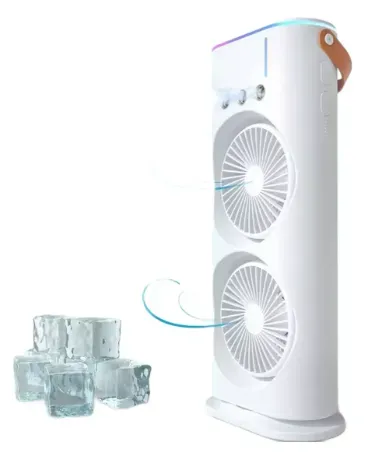 Enfriador Con Ventilador Doble Difusor Giratorio Led Portátil