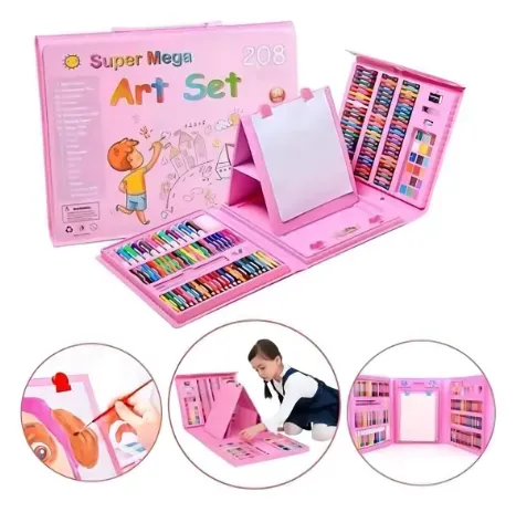 Set Kit Arte Niños Maleta Crayon Acuarela Plumon 208 Piezas