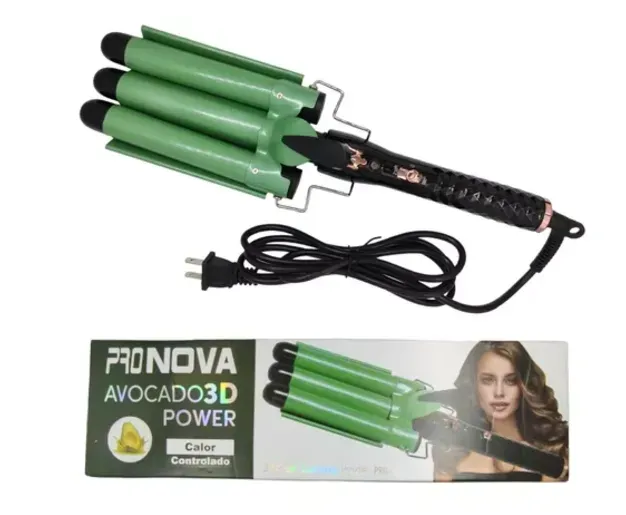 Pinza Rizadora Sirena Profesional 3 Tubos Aguacate PRO-9633