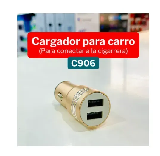 Cargador P/carro Pzx Adaptador De Carga 2 Entradas Usb C906