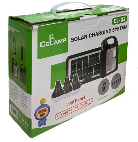 Lampara Solar CL-02 Con Panel Solar De 6v Más 3 Bombillos De 3w Carcasa Negro