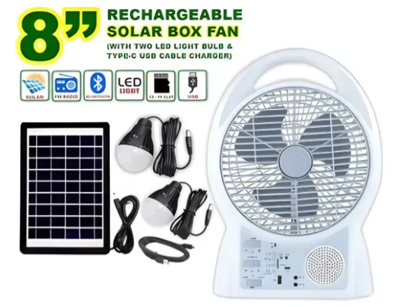 Ventilador Recargable Multifuncional Con Panel Solar Gd-8029