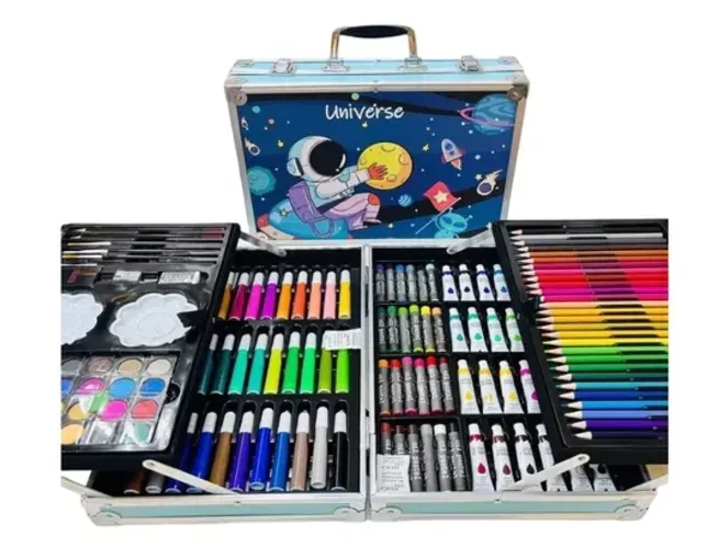 Kit-Set Maleta De Lujo Arte Y Dibujo 145 Piezas Azul