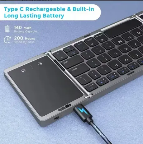 Teclado Bluetooth Plegable Mouse Almohadilla Táctil