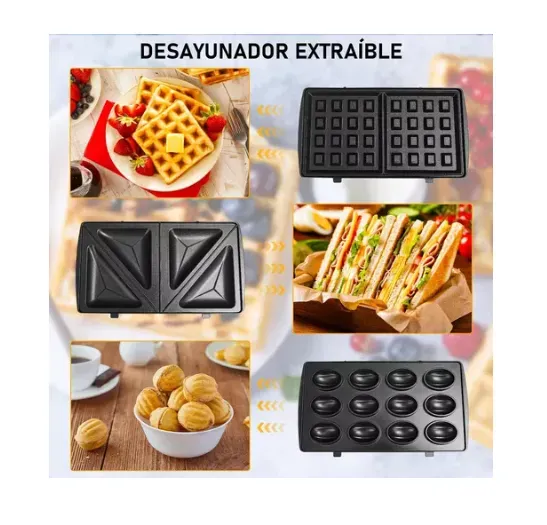 Mini Waflera,Sandwichera,Maquina Para Hacer Nueces 6 En 1