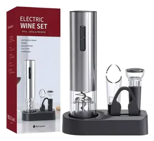 Kit Descorchador De Vino Eléctrico Recargable Sacacorchos