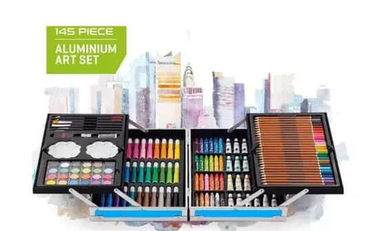 Kit-Set Maleta De Lujo Arte Y Dibujo 145 Piezas Azul