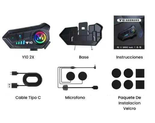 Intercomunicador Bluetooth Para Casco De Moto Y10 2X