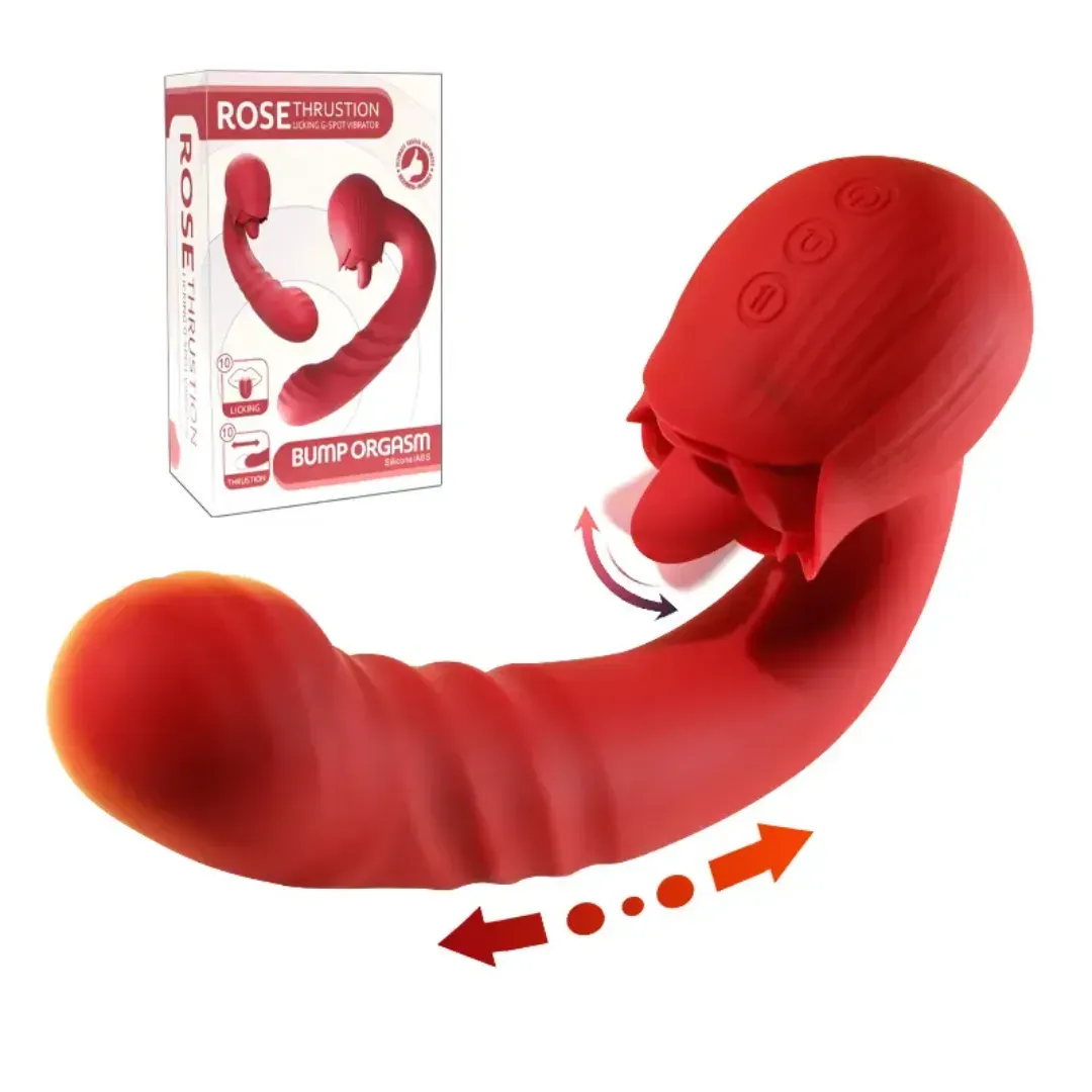 Vibrador Triple  Función Con estimulación de Lamido Y penetración Y Empuje Rose