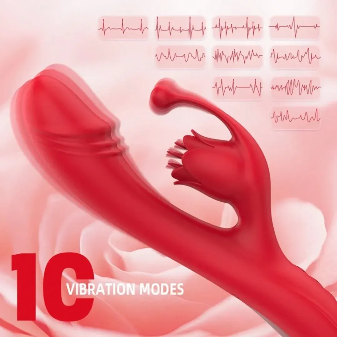 Vibrador Triple Estimulación Punto G Y Calefaccion Rose