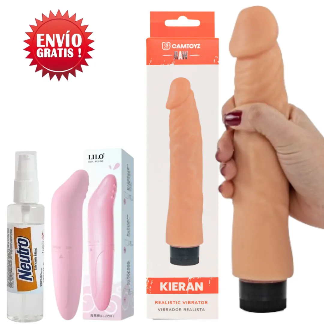 Kit Erotic Vibrador Ultrarealista, Bala Vibradora Y Lubricante neutro