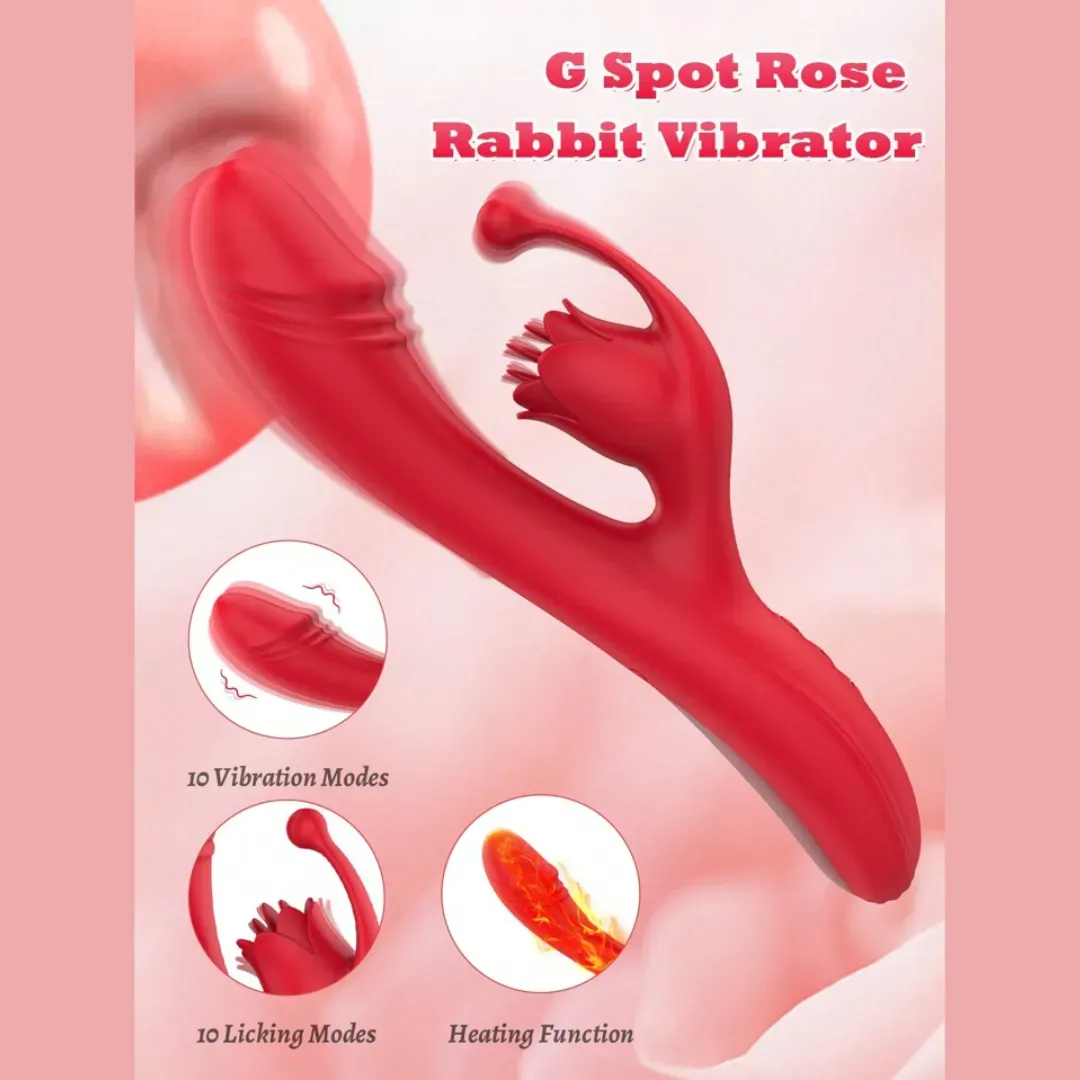 Vibrador Triple Estimulación Punto G Y Calefaccion Rose