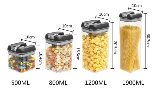 Set 7 Contenedores Sellables Herméticos 4 Tamaños
