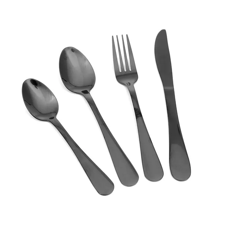 Set Cubiertos Universal Golden Black 16 Piezas