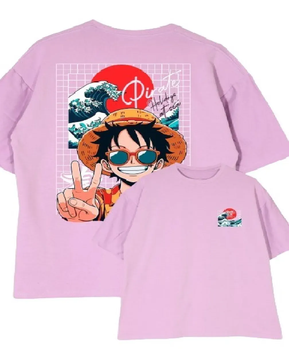 Camiseta Oversize Kanagawa King! Luffy Color Lila