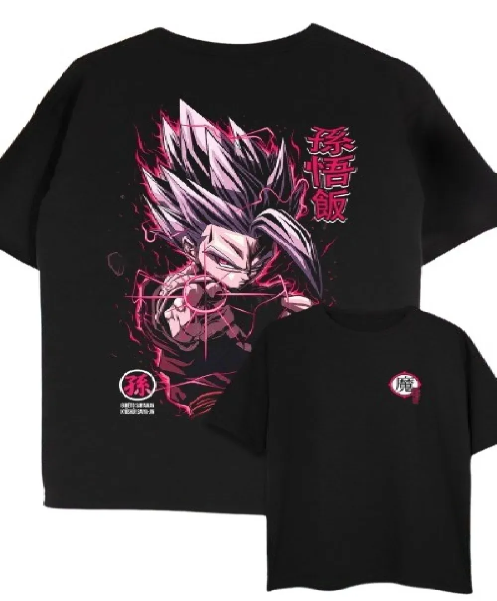 Camiseta Negra Oversize Dragon Ball Z Over Gohan #1