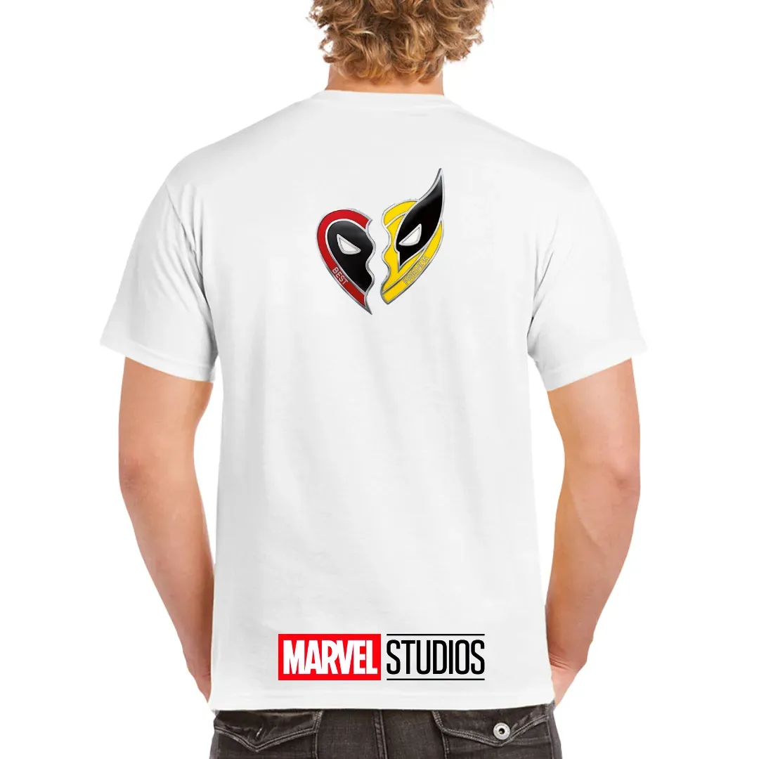 Camiseta blanca hombre Wolverine y Deedpool