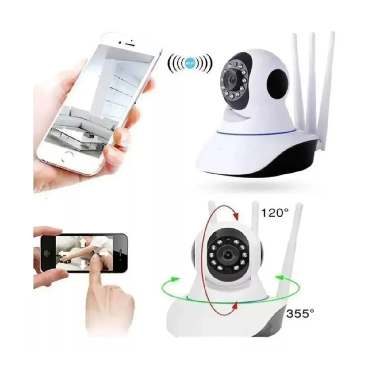 Camara Robot 3 Antenas + Micro Sd 32gb Color Blanco