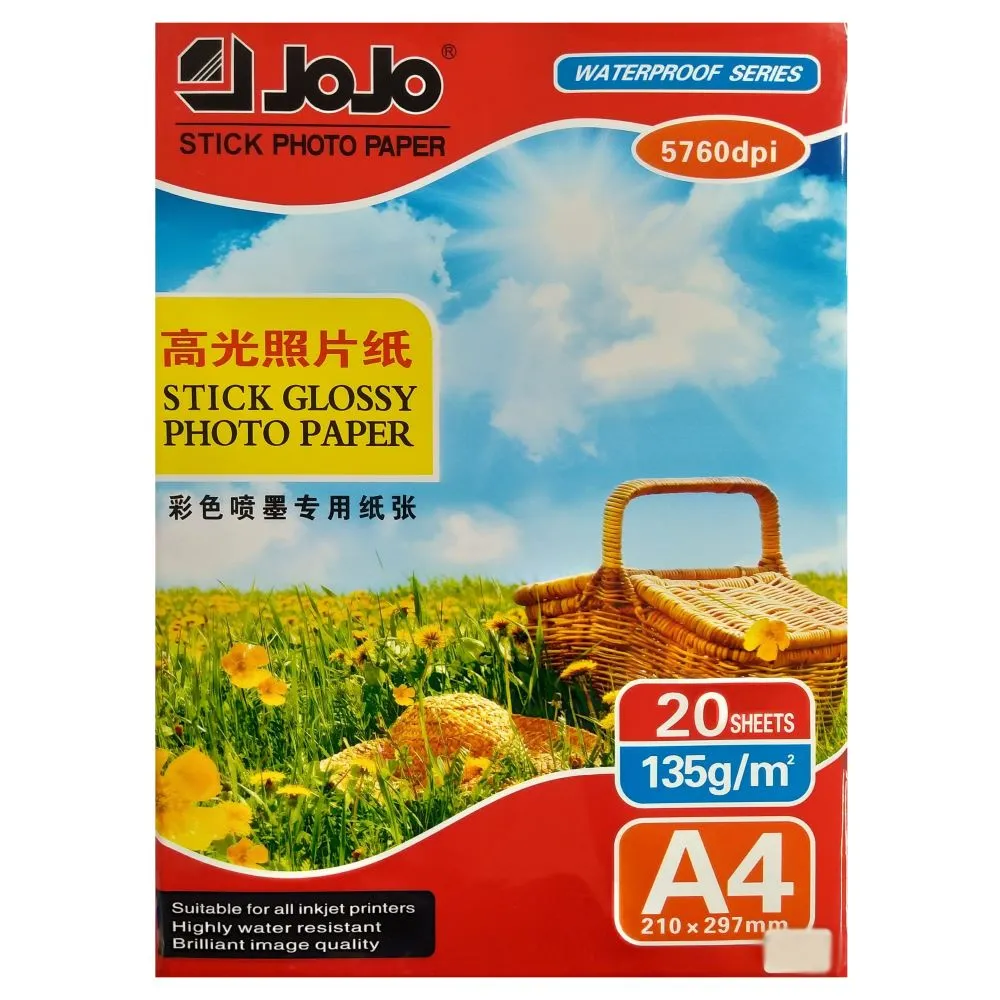 Papel Fotográfico Adhesivo Glossy A4 135gr X 20 Pfa-135 Jojo