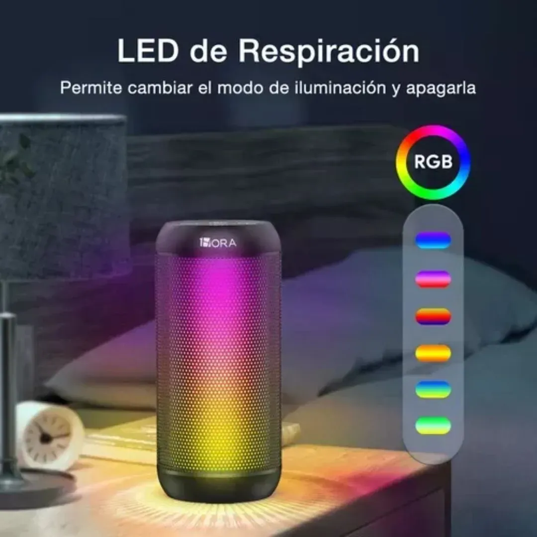 Bocina Bluetooth Inalámbrico Con Luces Led 1hora BOC242 Negro