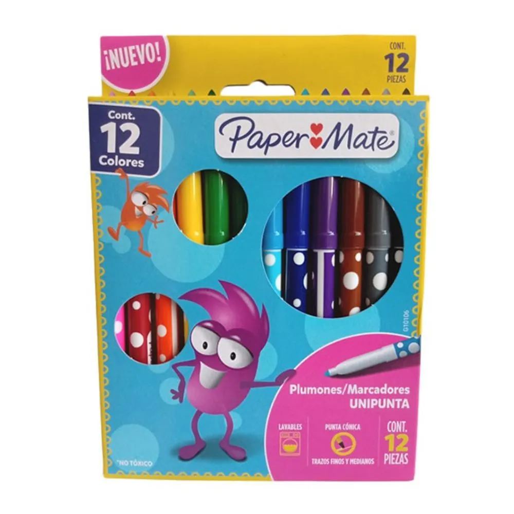 Plumones Lavables X 12 Paper Mate