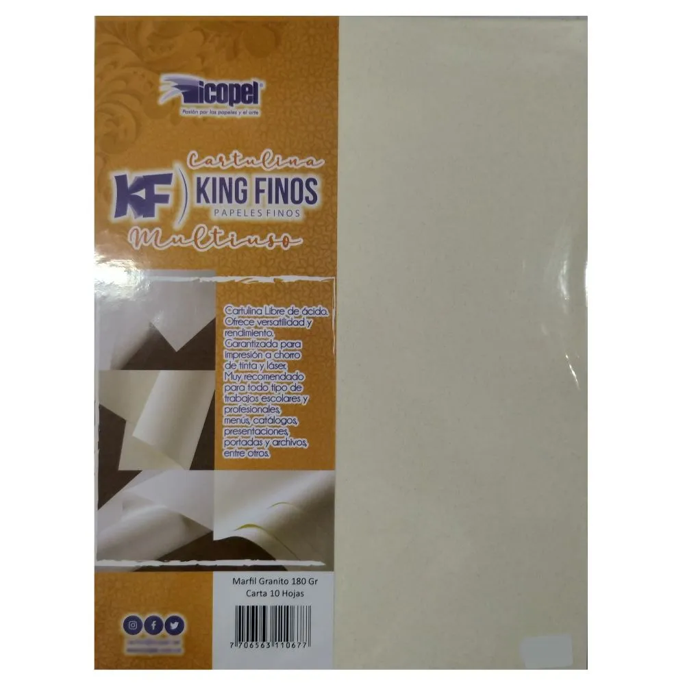 Cartulina Marfil Granito Carta 180 Gr X 10 Und. King Finos