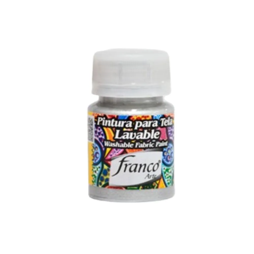 Pintura Acrilica P/Tela Metalizada Plata 30 Ml Franco Arte