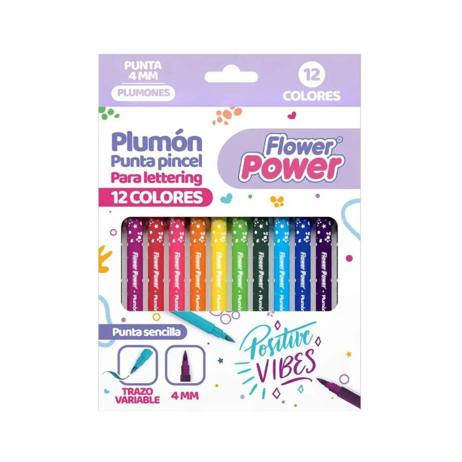 Plumon Flower Power Punta Pincel X 12 Ref. 3700 Primavera