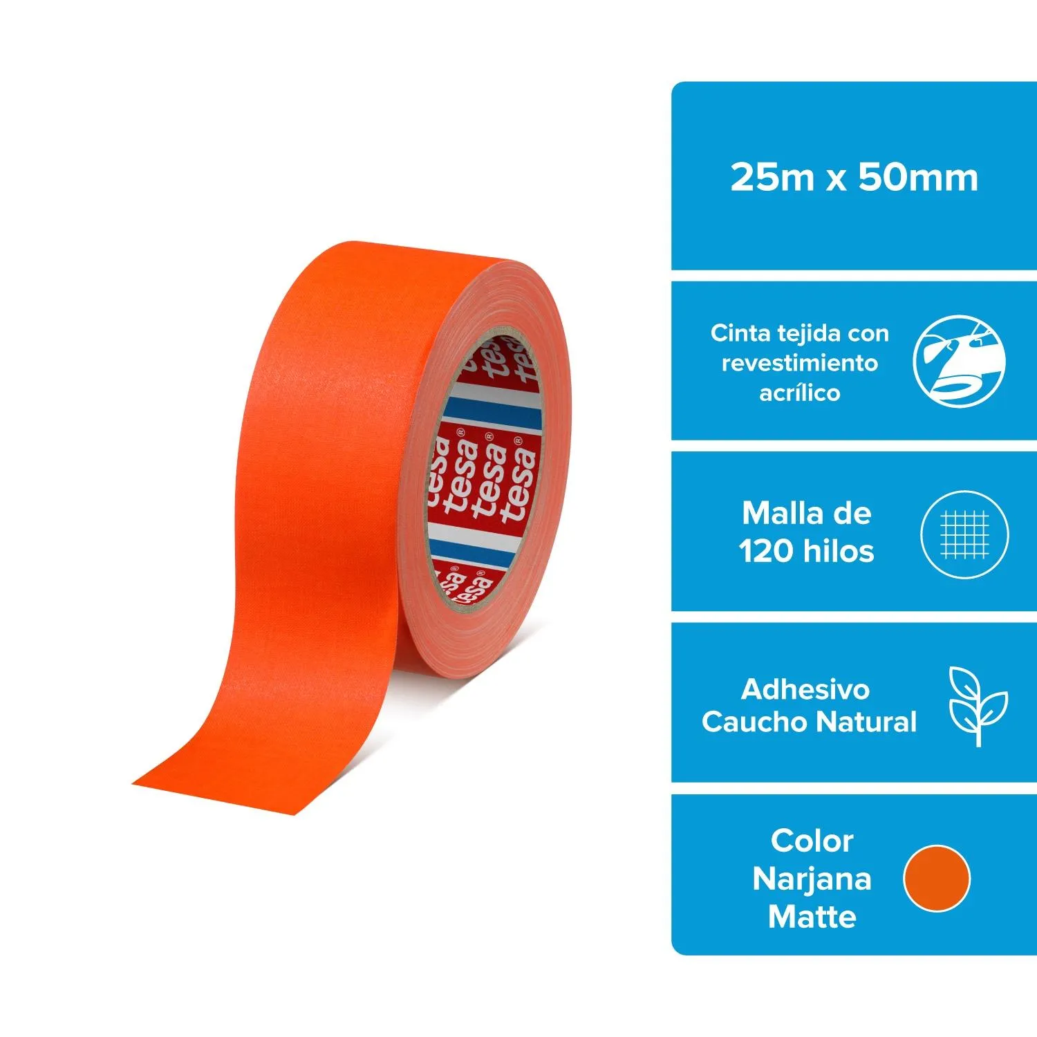 Cinta Gaffer Prem Fluorescente 50mm X 25m. Naranja