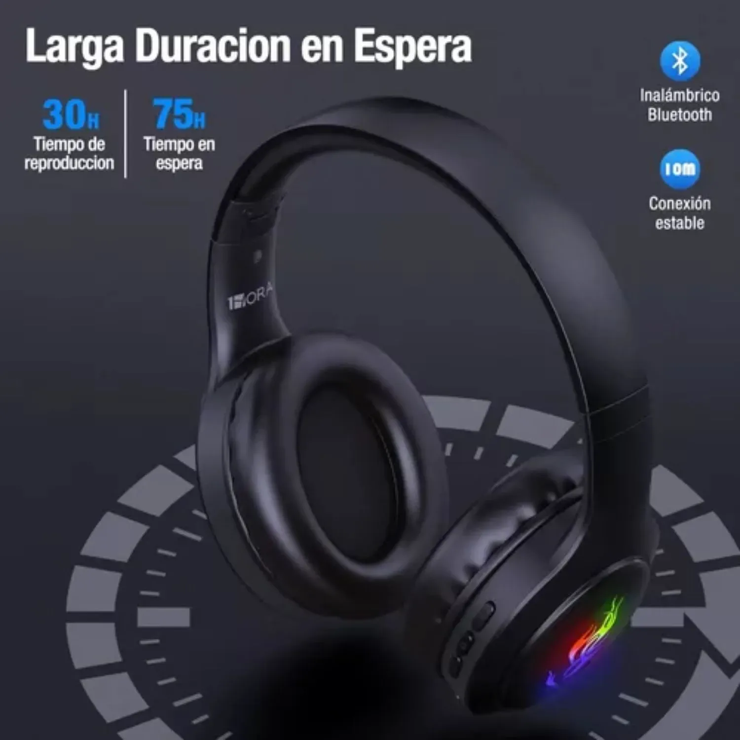 Audífonos Inalámbricos De Diadema Bluetooth Plegable 1000mah Color Negro