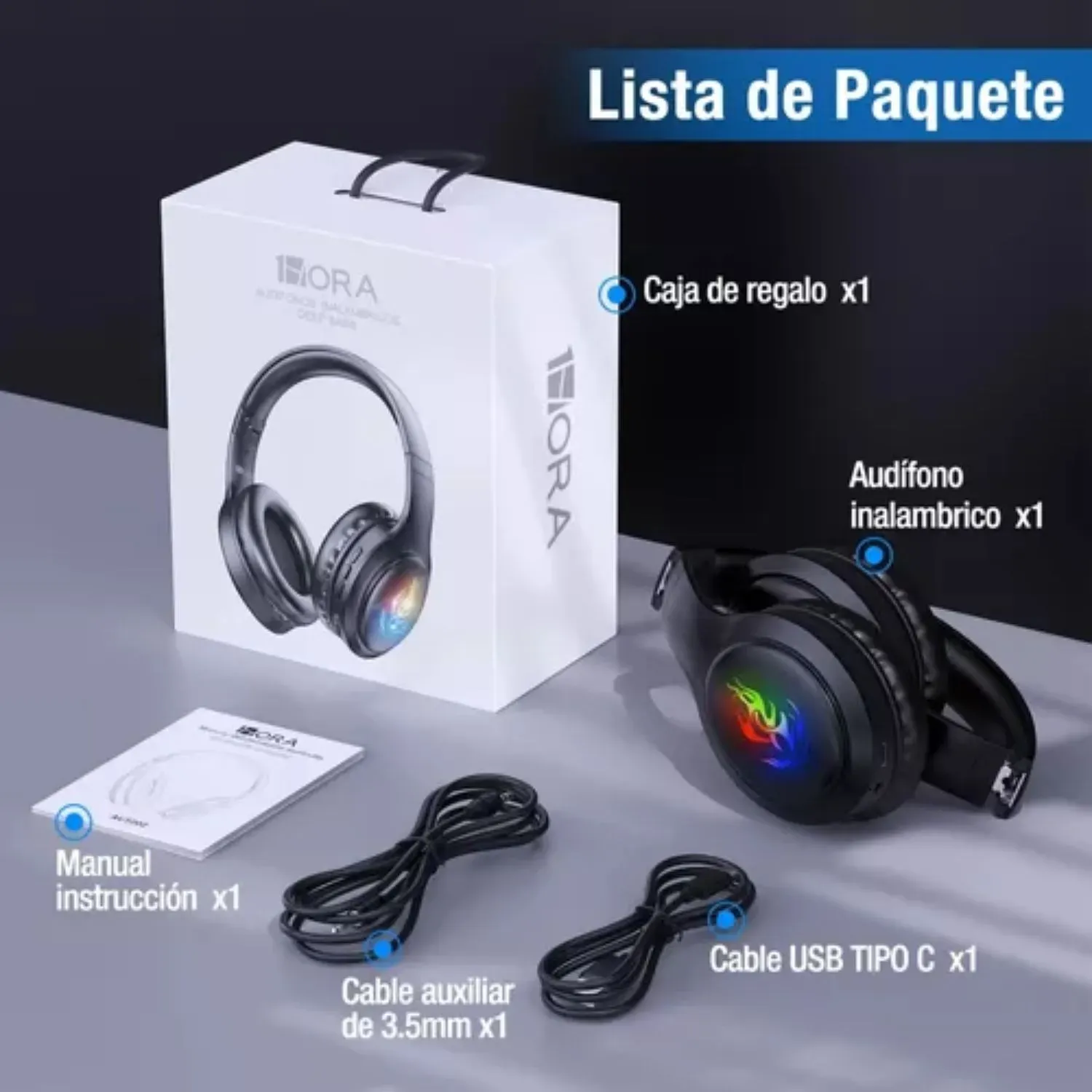 Audífonos Inalámbricos De Diadema Bluetooth Plegable 1000mah Color Negro