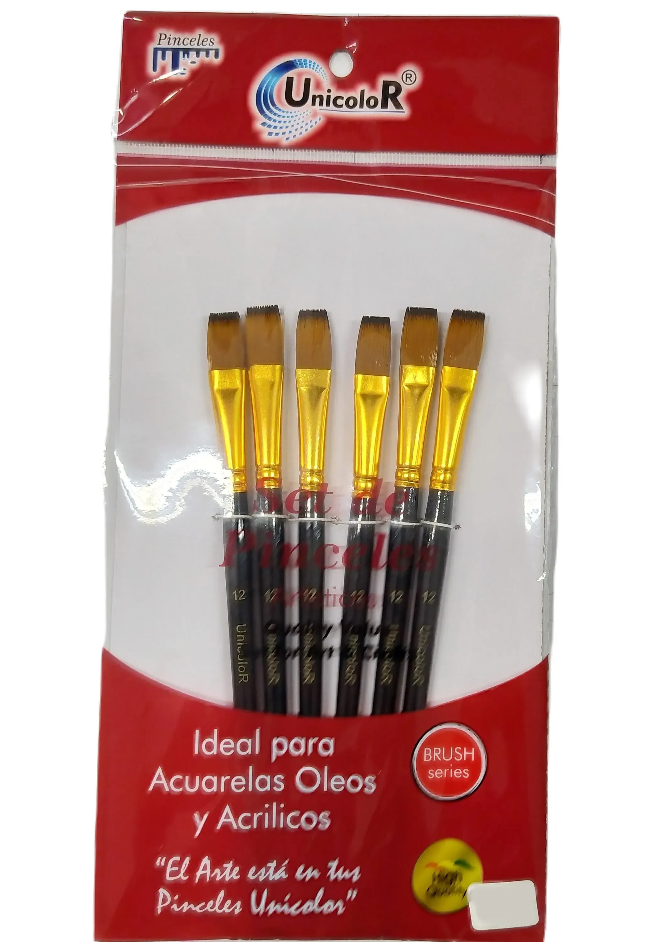 Set Pincel Plano # 12 X 6 Pcs Ref. 1212 Unicolor 