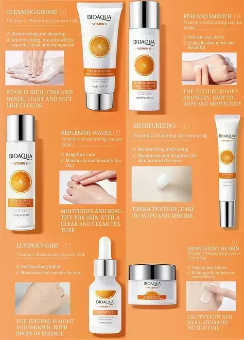 Kit Cuidado Facial De Vitamina C Hidratante Antiedad BIOAQUA (6 Productos)