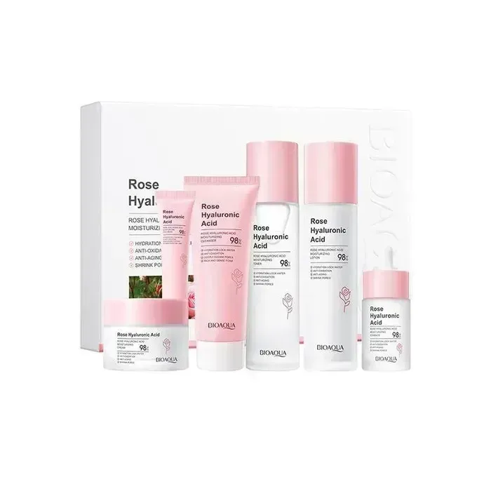 Kit Cuidado Facial De Ácido Hialurónico Y Rosas Hidratante BIOAQUA (6 productos)