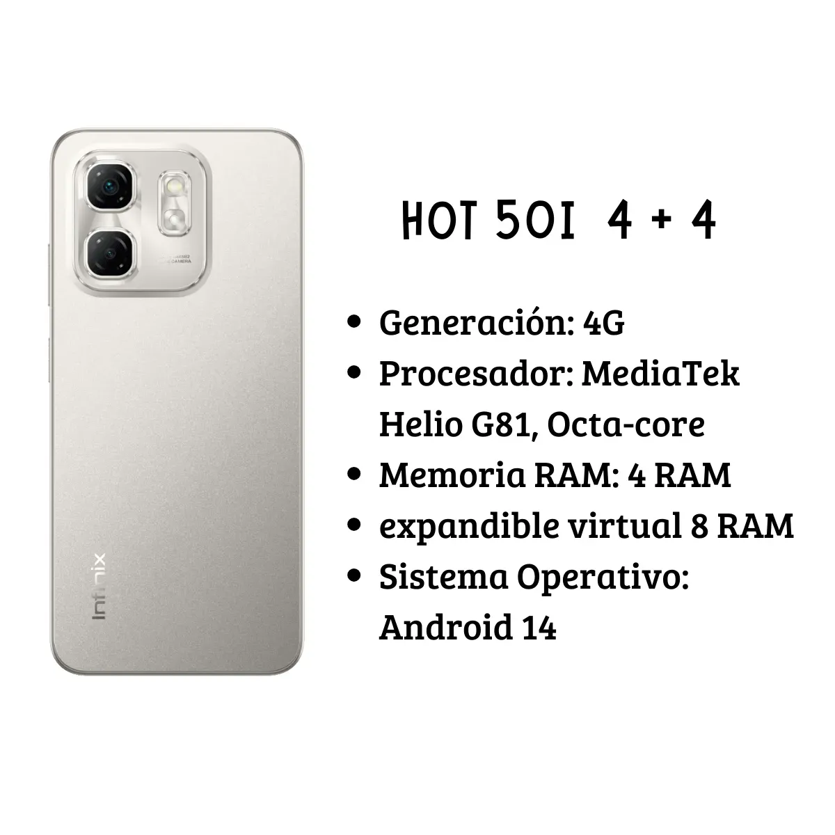 Celular Infinix Hot 50i 4+4 de Ram 256Gb Gris