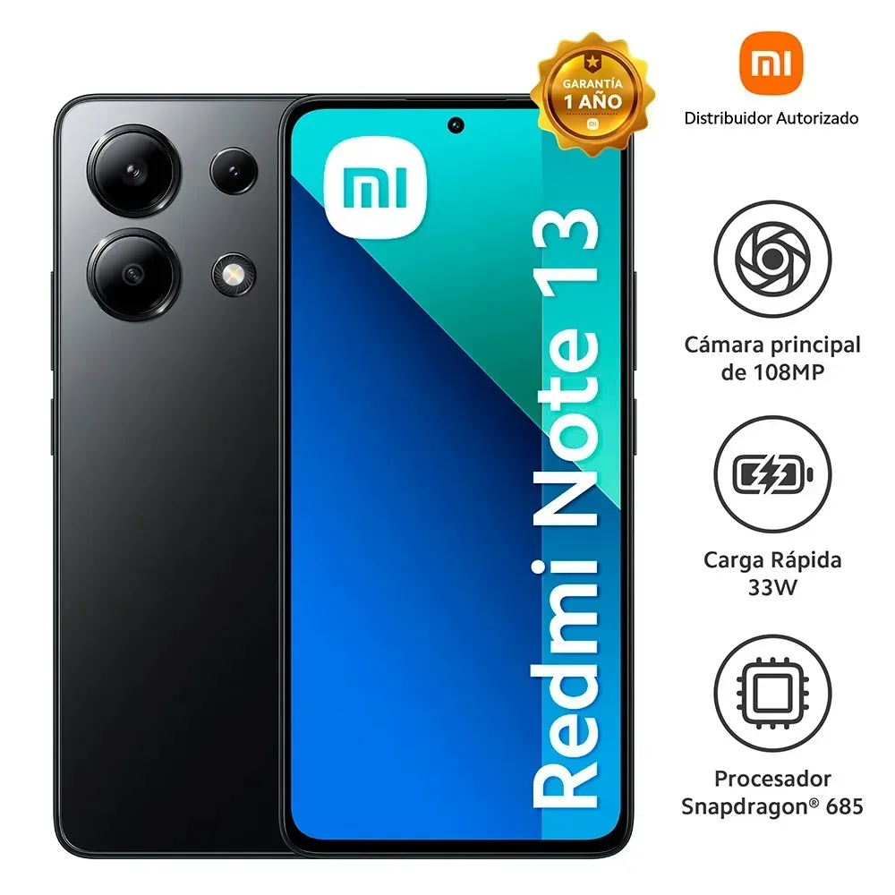 Celular Xiaomi Note 13 128GB 6RAM Negro Nuevo Doble SIM