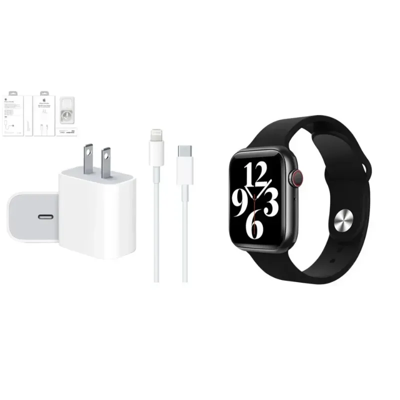 Cargador Iphone 20w Carga Rapida + Smartwatch T500 Pro Plus 2024 