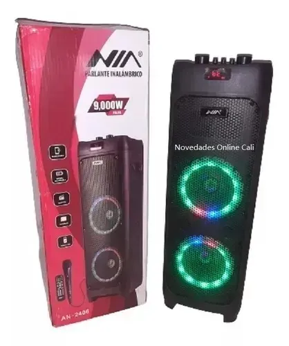 Torre De Sonido Bluetooth Parlante 9000W Con Control Y Microfono Cabina De Sonido Original NIA 