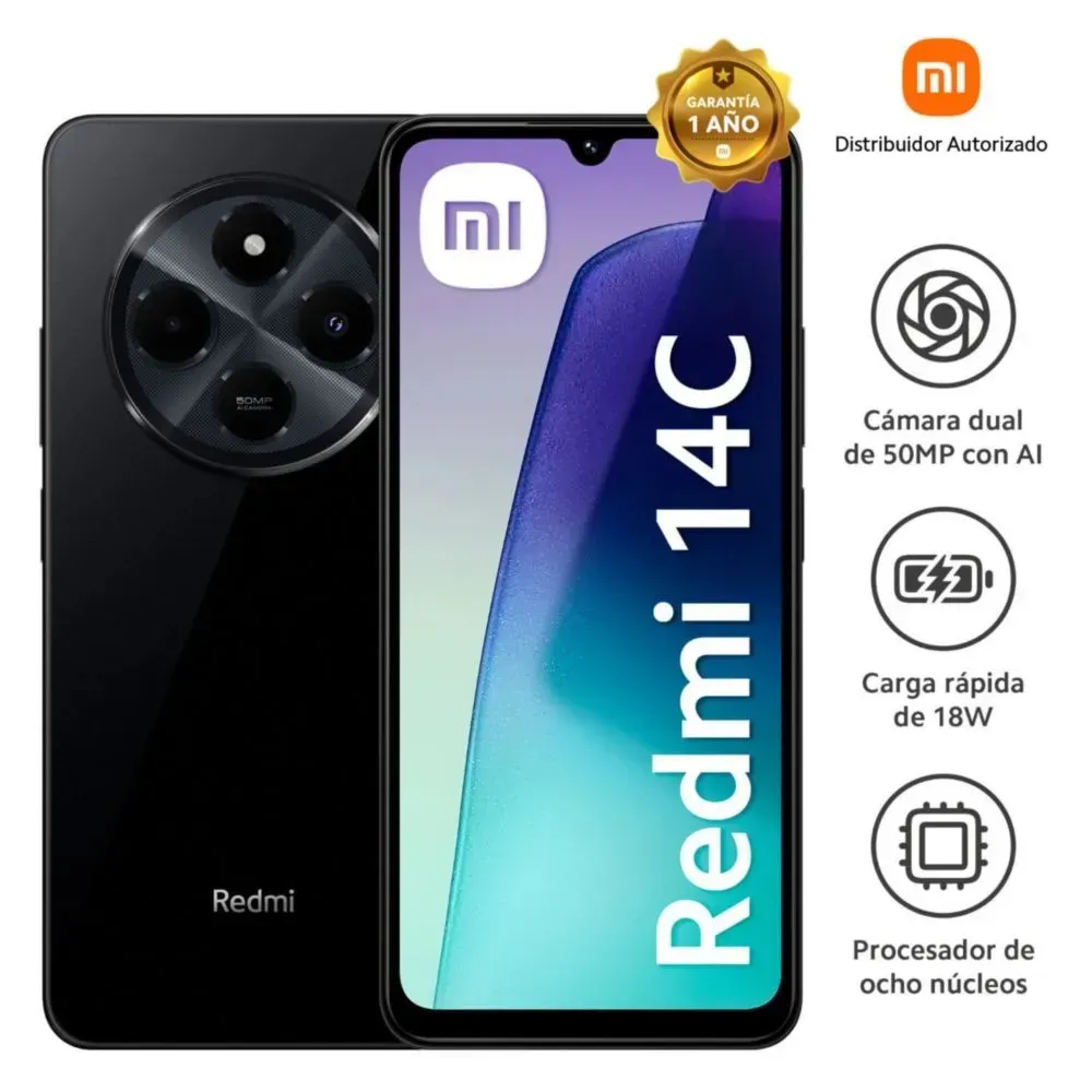 Celular Xiaomi Redmi 14c 128GB 4 + 4RAM NEGRO 